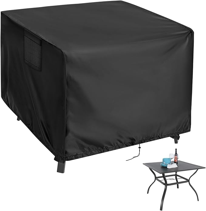 Kingling Outdoor Table Cover Square, 38 inch Square Patio Table Cover, Waterproof Small Table Cover Outdoor Patio Furniture Cover - 38'' x 38'' x 28''