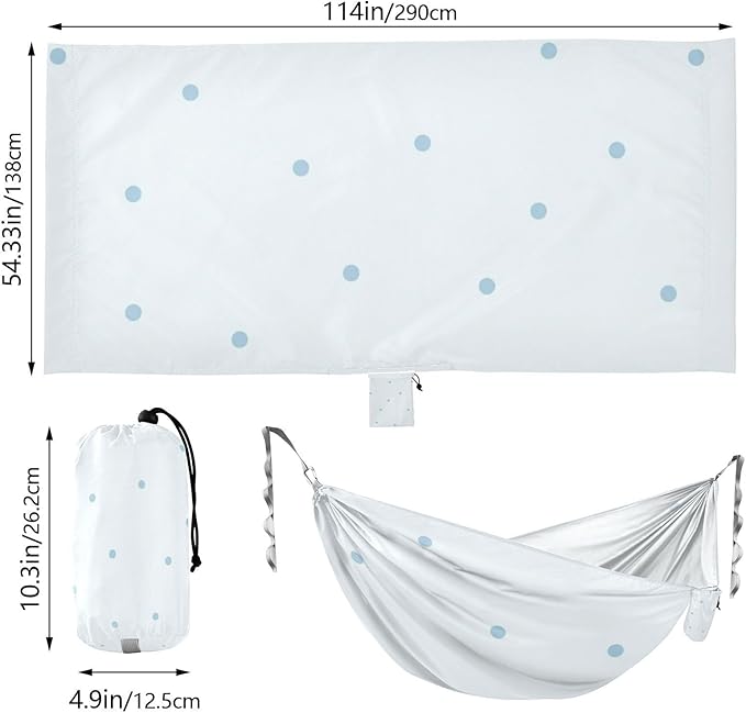 Blue Cute Polka Dots 330lb Capacity Camping Hammock with Hanging Rope Indoor Hammock for Indoor Outdoor Patio hamaca de Algodon para Jardin
