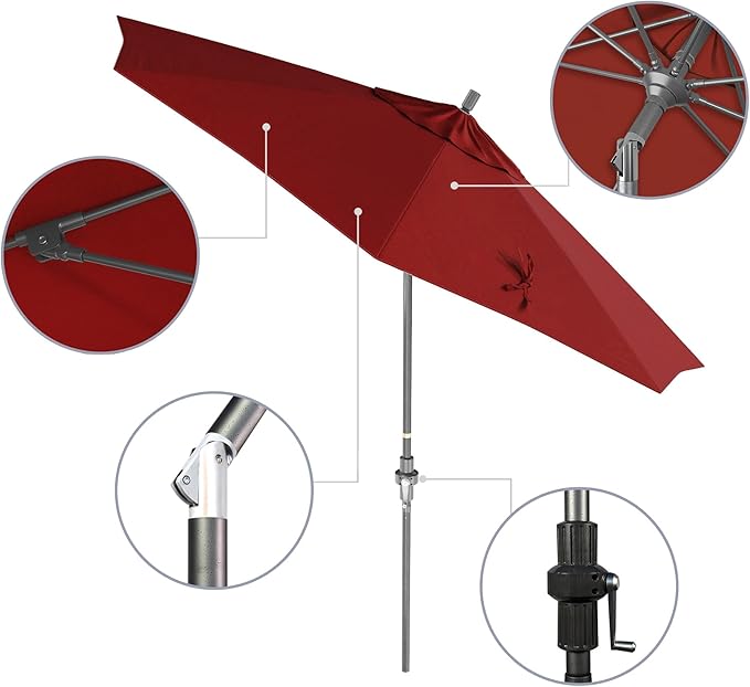 California Umbrella Crank Lift, Collar Tilt, Aluminum Pole