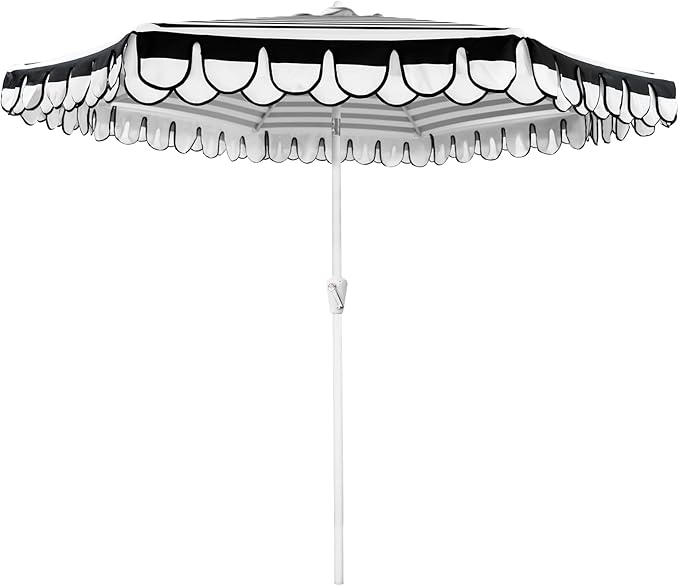 9Ft Elegant Valance Patio Umbrella, Outdoor Umbrellas for Patio with Auto-Tilt and Crank Systerm, Table Umbrella for Outdoors, Poolside,Beach, Backyard