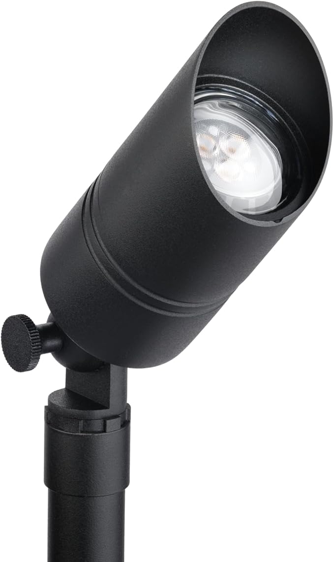 Kichler 5" Black Brass MR16 12V Drop-in Accent Fixture, Landscape Lighting, (2.25" x 5.25"), 15475BKB