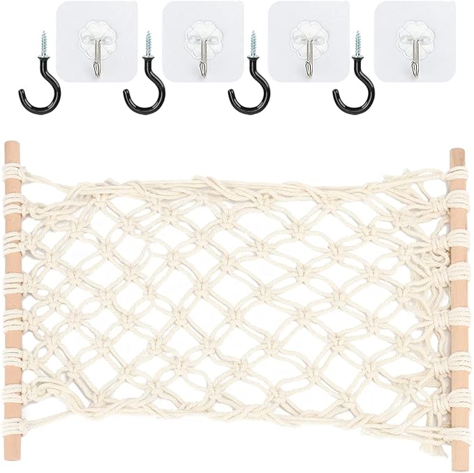Hanging Fruit Hammock Under Cabinet Hanging Basket Includes Hooks - Macrame Bohemian Hanging Banana Vegetable Hammocks Kitchen Storage Counter Space Saving Decoration at Home, Boat (Style B - 1 Pack)