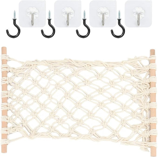 Hanging Fruit Hammock Under Cabinet Hanging Basket Includes Hooks - Macrame Bohemian Hanging Banana Vegetable Hammocks Kitchen Storage Counter Space Saving Decoration at Home, Boat (Style B - 1 Pack)