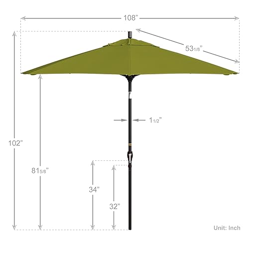 California Umbrella 9' Round Aluminum Patio Umbrella, Crank Lift, Push Button Tilt, Bronze Pole, 4-year Non-fading fabric, Ginko