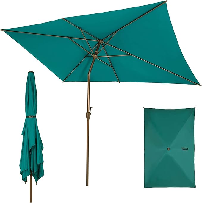 Abba Patio 6.5FT Outdoor Patio Umbrella Outdoor Table Umbrella with Crank Market Umbrella 6 Sturdy Ribs UV Protection Waterproof and Push Button Tilt for Garden Deck Backyard Pool,Nordic Blue