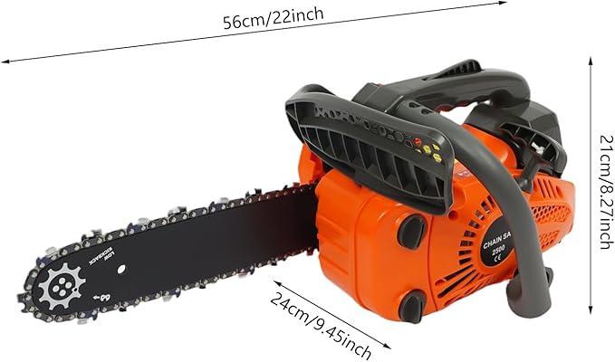 Gasoline Chainsaw, 25.4CC Two-Stroke 1.22Hp Gas Powered Chain Saw 11.8In Cutting Chainsaw with Guide Plate Cover & Protective Baffle, Top Handle Chain Saw for Wood Cutting Tree Trimming, 9000Rpm