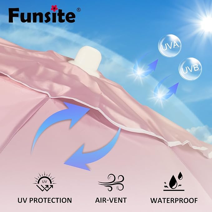 6.5ft Portable Beach Umbrellas for Sand Beach UV 50+ Umbrella with Tilt & Steel Pole, Protection with Heavy Duty Anchor, Patio Umbrella with Carry Bag