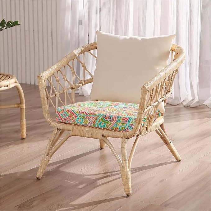 FUNHOME Patio Cushion Covers 22 x 20 x 4 Inch, No Insert! Water Repellent Outdoor Cushion Covers Set of 2 with Zipper and Tie, Replacement Cover Only(Melora Paisley)