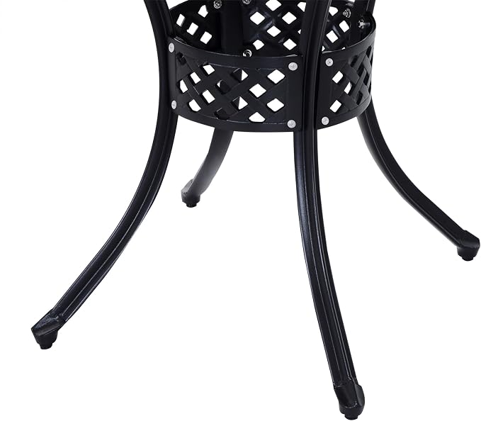 Outsunny 33" Patio Dining Table Round Cast Aluminium Outdoor Bistro Table with Umbrella Hole - Black