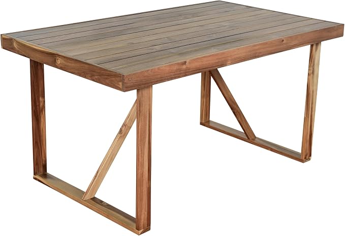 RUNNA 6 Piece Patio Dining Set, Acacia Wood, Indoor and Outdoor Furniture Sets for Backyard, Porch, Lawn, and Garden (Natural Wood@096)