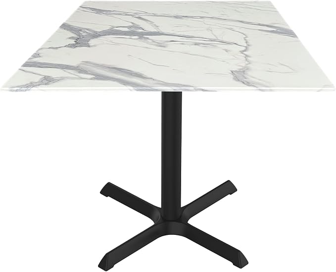 HBS 30" Tall OD211 Indoor/Outdoor All-Season Table with 32" x 32" Square White Marble Top