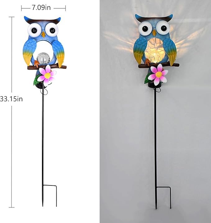 Animal Modeling Design Garden Decor Solar Lights Owl Lawn Light, for Yard Outdoor Decorations Ground Inserted Outdoor Waterproof Garden Lamp LED,Patio, Courtyard, Gifts for Mom Grandma (Warm)