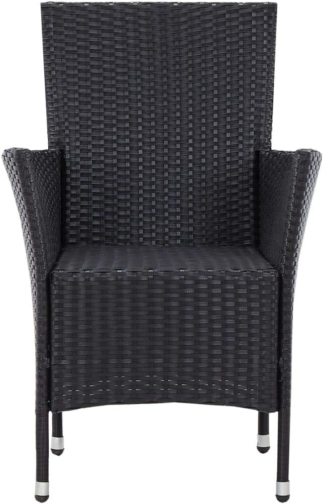 5 Piece Patio Dining Set, Porch Furniture Set Outdoor Lounge Sets Patio Conversation Set Sectional Sofa for Piazza Exhibition Negotiation Area Poolside Poly Rattan Black