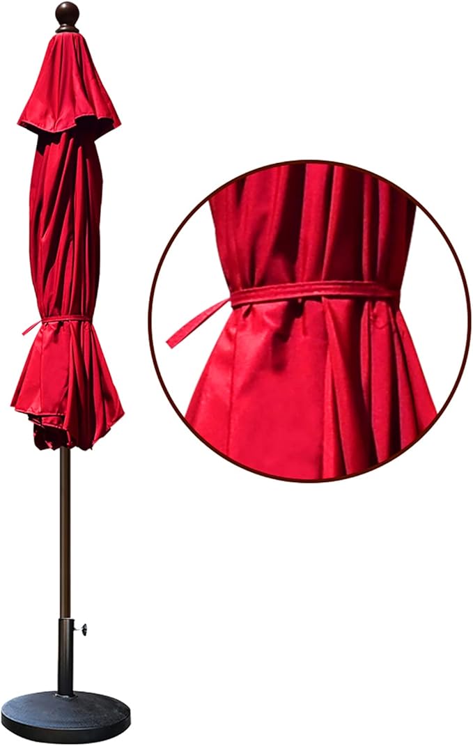 EliteShade USA 10-Year-Non-Fading 9Ft Market Patio Umbrella, UPF 50+ UV Protection Performance Sun Umbrella, Heavy Duty Commercial Grade Outdoor Table Umbrella with Crank & Tilt, Windproof Vented Top for Garden, Pool, Deck and Outdoor Playsets, Logo Red