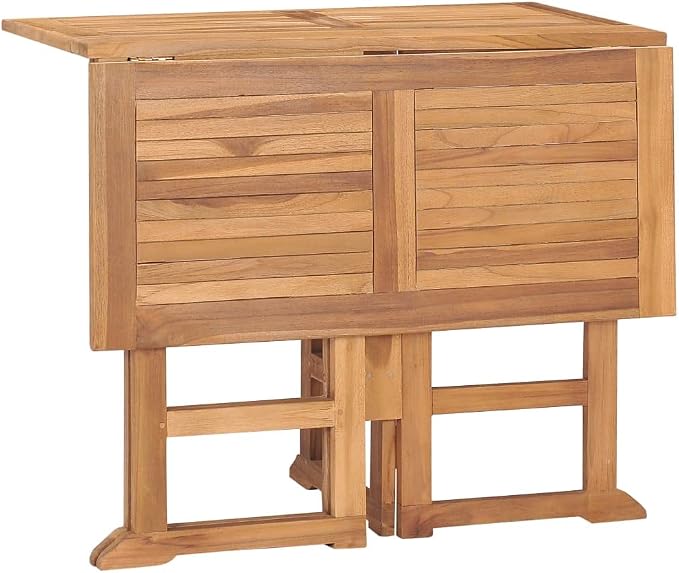 5 Piece Folding Patio Dining Set Solid Teak Wood Outdoor Table and 4 Chairs Space Saving Furniture for Garden Deck Backyard Poolside Entertaining Weather Resistant