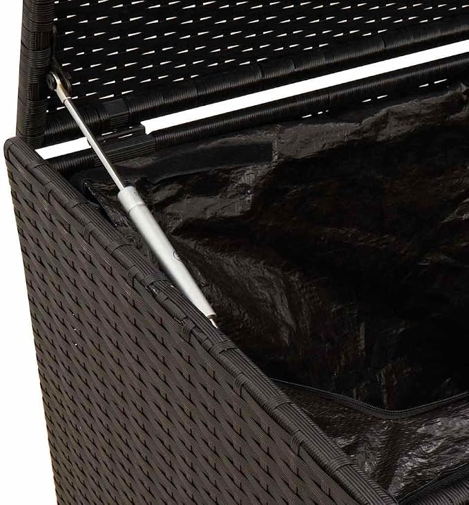 Garden Storage Box Black PE Rattan 42.1 x 21.7 x 20.9 in,Rectangular Garden Storage Box with Spacious Capacity Durable Poly Rattan & Steel Design for Outdoor Use Storage Boxes