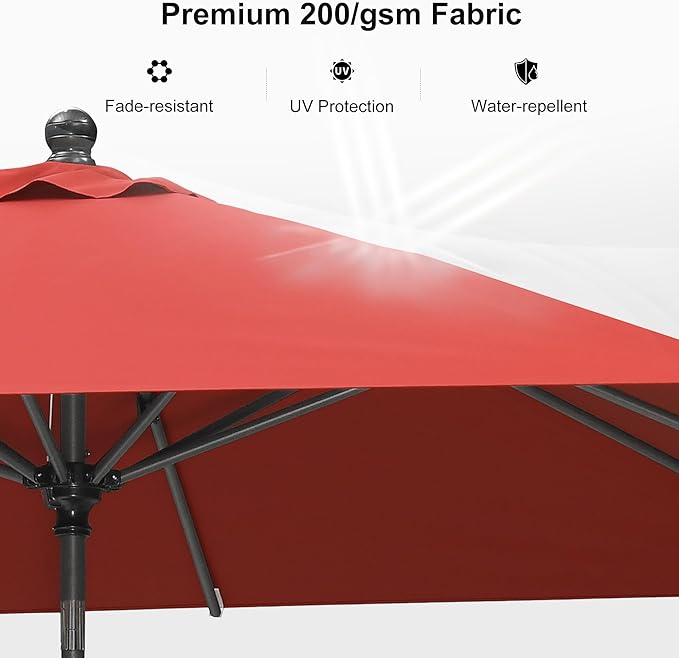 PURPLE LEAF 11.5' x 8' Patio Market Umbrella Outdoor Table Sun Umbrellas with Crank 8 Aluminum Sturdy Ribs for Pool Deck Backyard Beach Terra