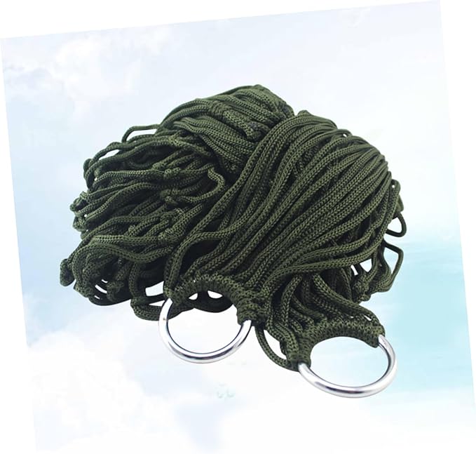 Outdoor Portable Nylon Hammock Mesh Swing Bed for Camping Hiking and Picnics Lightweight and Easy to Carry for Relaxation Green