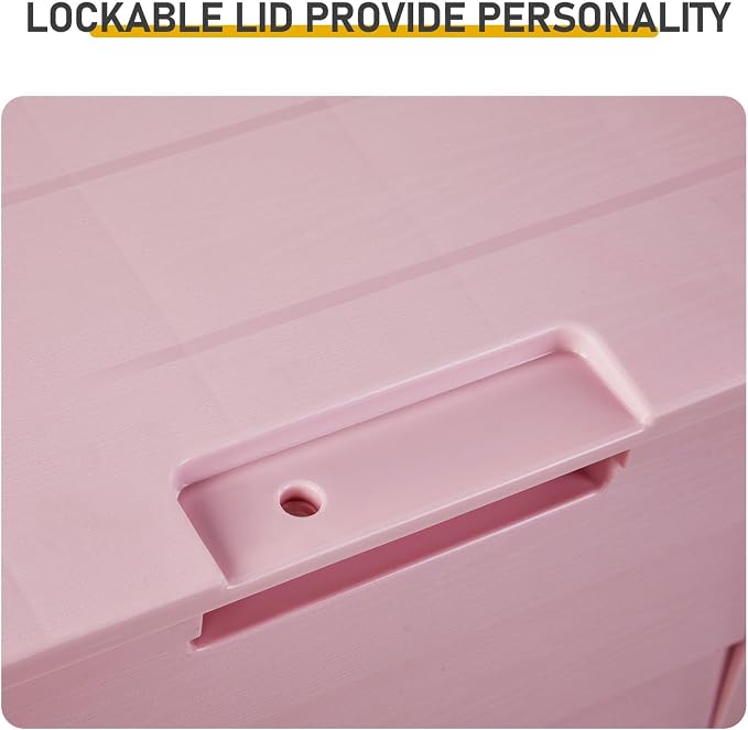 75 Gallon Outdoor Deck Box, Lockable Patio Outdoor Storage Box with Wheels, Waterproof Deck Storage Boxs for Furniture, Garden Tools Poolside and Tools Storage, Pink