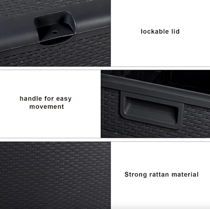 120 Gallon Large Resin Deck Box, Outdoor Organization Storage Container, Garden Storage Chest Lockable Seat for Patio Furniture, Tools (Black)