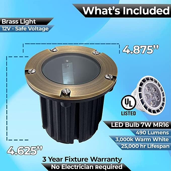 LED Low Voltage Landscape Lighting Well Lights 112, 173,174 (173 Bulb Included, 4 Pack)
