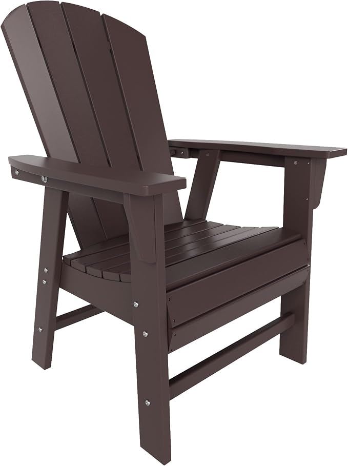 WestinTrends Malibu 7 Piece Adirondack Outdoor Dining Set, All Weather Poly Lumber Patio Table and Chairs Furniture Set, 71" Trestle Dining Table and 6 Adirondack Dining Chair, Dark Brown