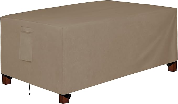 Easy-Going 600D Heavy Duty Rectangular Table Cover UV Resistant and Waterproof Outdoor Lawn Patio Furniture Cover (72" Lx44 Wx23 H, Camel)