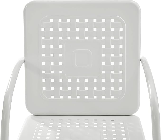 Crosley Furniture Bates 5-Piece Outdoor Dining Set for 4, Retro Metal Round Patio Table and Chairs for Deck, White Gloss