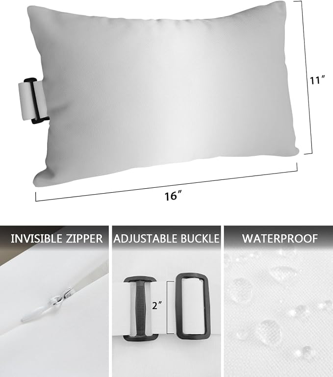 Pack of 4 Outdoor Lumbar Pillow Covers 11x16 Inch, Grey Ombre Waterproof Throw Pillow Covers Set, Aesthetics Modern Abstract Art Gradient Indoor&Outdoor Decorative Cushion Cases for Patio Porch Car