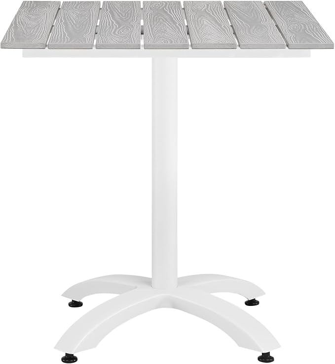 Modway Maine 5-Piece Aluminum Dining Table and Chair Outdoor Patio Set in White Light Gray