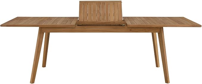Modway Vienna Outdoor Patio Teak Wood Extendable Dining Table in Natural