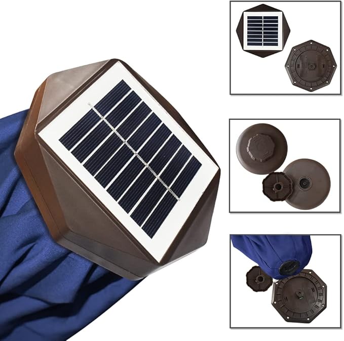 EliteShade USA 10-Year-Non-Fading 9ft Market Patio Umbrella, Commercial Grade Table Sun Umbrella with 80 Solar LED Lights, Crank Open, Windproof & UPF 50+ UV Protection for Garden, Deck, Pool, Backyard, Navy Blue