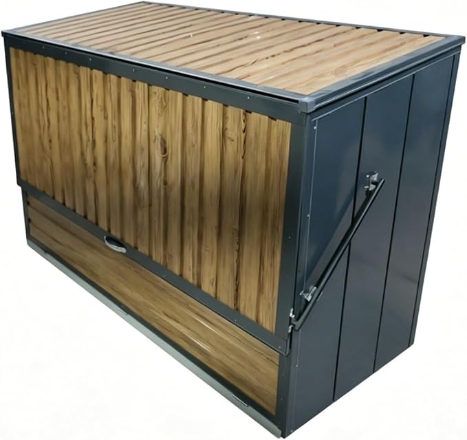 Outdoor Storage Box 594 Gal Galvanized Steel Deck Cabinet, Charcoal Grey