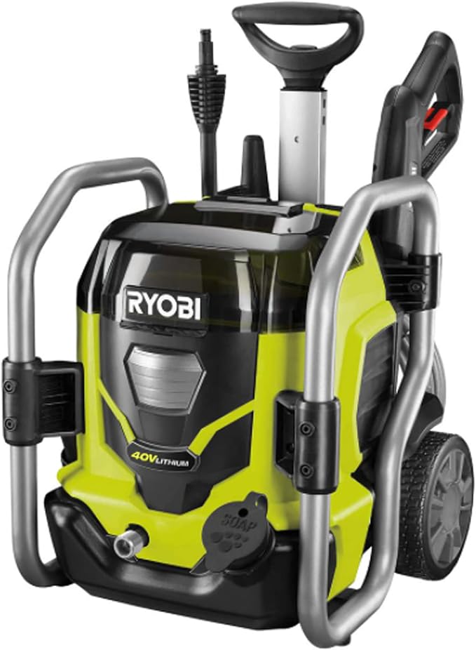 RYOBI RY40PW01DG9 1,500 PSI 1.2 GPM 40-Volt Cold Water Cordless Electric Pressure Washer with Two 5.0 Ah Batteries and Charger Included