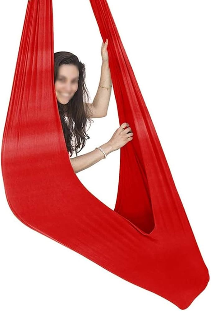 Kids Adult Sensory Swing Therapy Hanging Hammock Indoor Cuddle Hammock for Children Sensory Integration Outdoor Camping (Color : Red, Size : 150 x 280 cm)