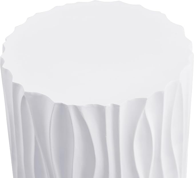 Christopher Knight Home Polaris Modern Outdoor Fluted Side Table, Round MGO Patio End Table, Lightweight Concrete Coffee Table, Garden Stool, Accent Table for Garden Balcony Poolside, White
