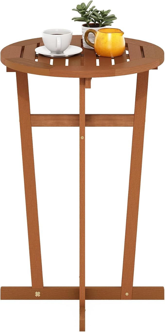 Furinno TIOMAN Patio Table, Outdoor Side Table, Patio Bar Table, Coffee Table in Teak Oil, for Patio, Garden, Porch, Natural