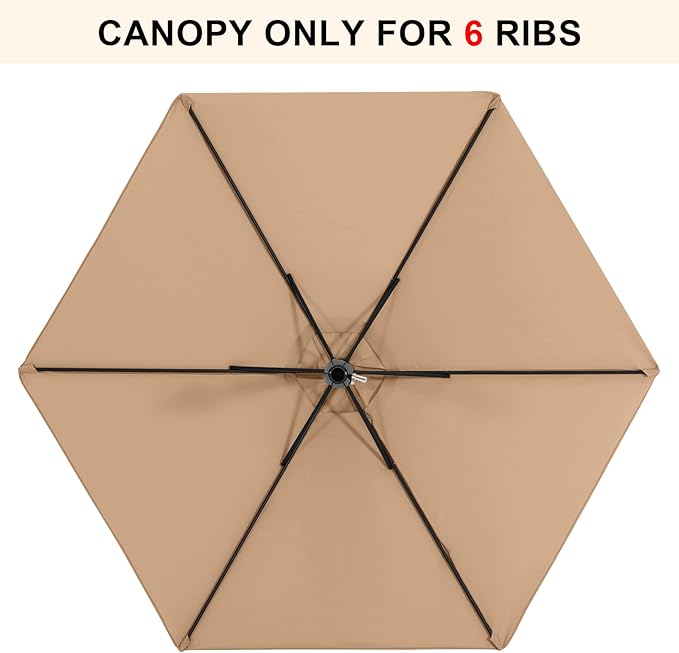 MASTERCANOPY Patio Umbrella 7.5 ft Replacement Canopy for 6 Ribs-Beige Canopy Only