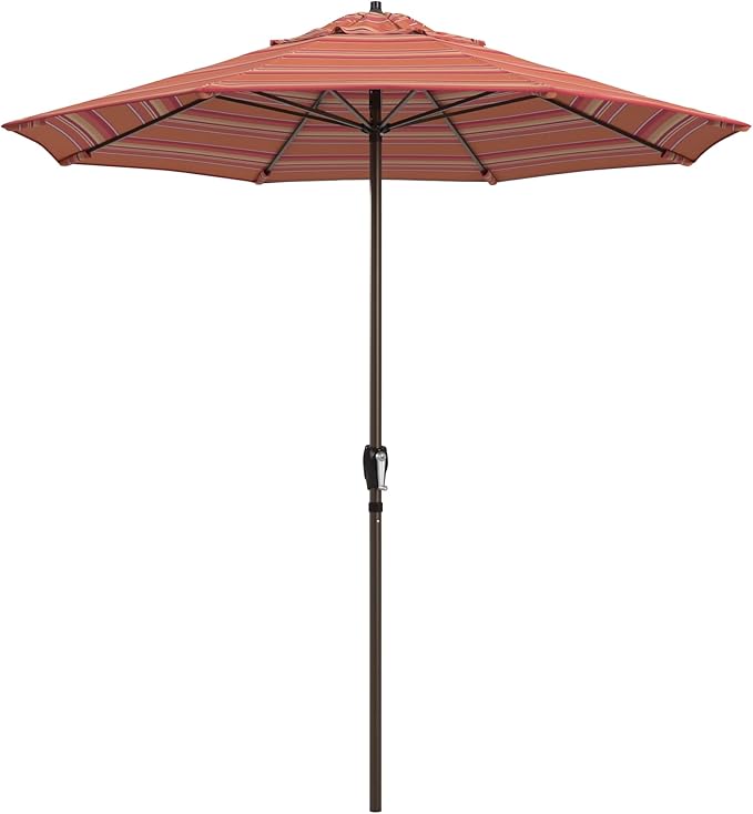 California Umbrella 12-Year Protection 7.5-Ft Outdoor Patio Umbrella, Sunbrella Fade-Resistant Fabric, Auto-Tilt, Heavy Duty Aluminum Frame, 8 Reinforced Ribs for Pool or Deck, Bronze Pole, Dolce Mango