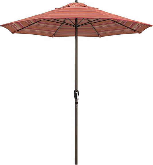 California Umbrella 12-Year Protection 7.5-Ft Outdoor Patio Umbrella, Sunbrella Fade-Resistant Fabric, Auto-Tilt, Heavy Duty Aluminum Frame, 8 Reinforced Ribs for Pool or Deck, Bronze Pole, Dolce Mango