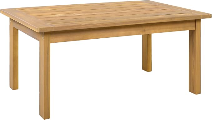 JIVOIT Outdoor 4-Seater Acacia Wood Patio Chat Set, 4 Pieces Conversation Set with Club Chair, 2 Seater Sofa and Coffee Table, Outdoor Seating Group for Garden, Backyard, Balcony