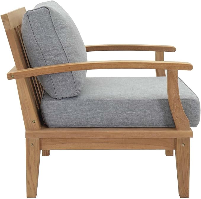 Modway EEI-1479-NAT-GRY-SET Marina Premium Grade A Teak Wood 8-Piece Outdoor Patio Furniture Set, Natural Gray
