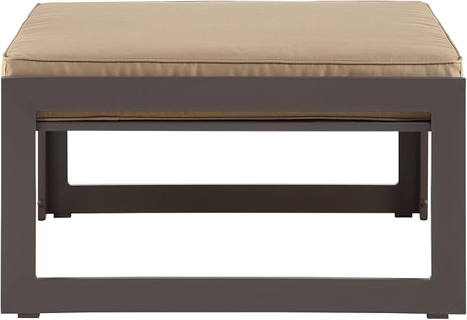Modway Fortuna Aluminum Outdoor Patio Ottoman in Brown Mocha