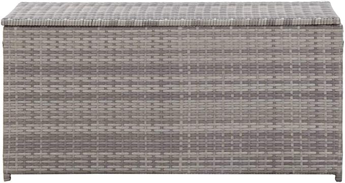Patio Storage Box,deck box,outdoor storage box,Water resistant PE liner with zipped closure,Poly Rattan 39.4"x19.7"x19.7" Gray
