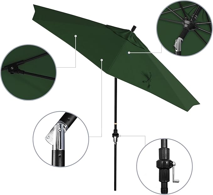 California Umbrella 9' Round Aluminum Pole Fiberglass Rib Market Umbrella