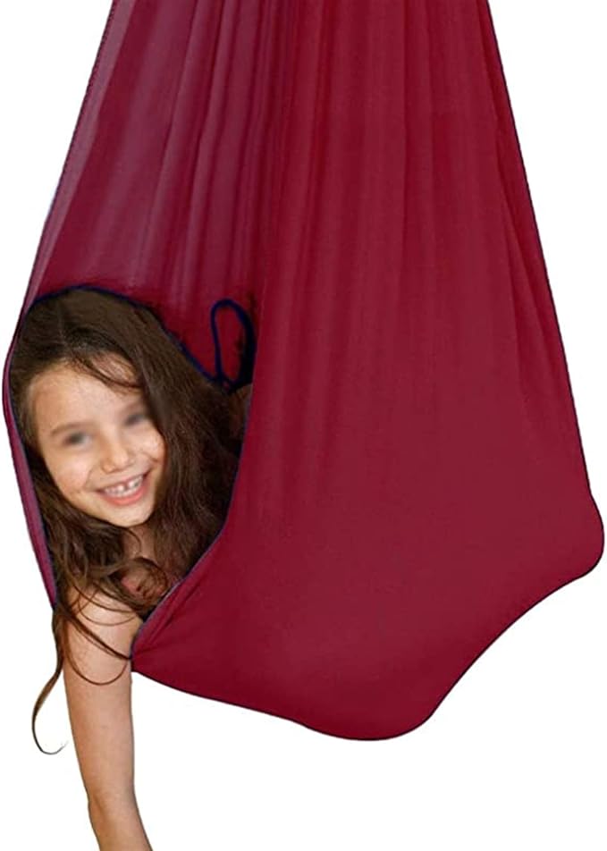 Indoor Adjustable Therapy Swing for Kids Children's Or Adults Sensory Snuggle Cuddle Hammock Swings with Special Needs Has Calming Effect On Child (Color : Red, Size : 100 x 280 cm)