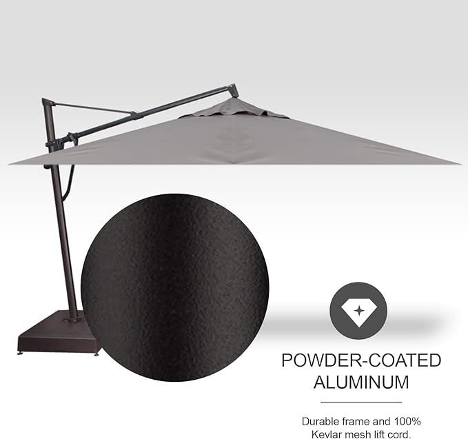 Treasure Garden AKZ PLUS Cantilever Umbrella 10'x13' Rectangular Obravia Boulder Canopy and Black Frame with Stationary Base