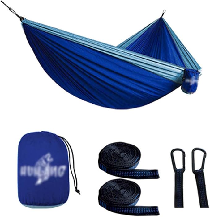 BNEI Camping Hammock - Portable Canvas Hammock, Breathable and Comfortable, with a Load Capacity of 300kg, Suitable for Outdoor, Patio, Terrace (Blue)