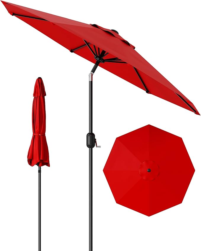 10FT Premium Patio Umbrella, Heavy Duty 8-Rib Steel Frame with Crank & Tilt, UV Protection, Fade Resistant Waterproof Polyster Canopy for Outdoor
