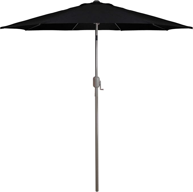 Northlight 9ft Outdoor Patio Market Umbrella with Hand Crank and Tilt, Black